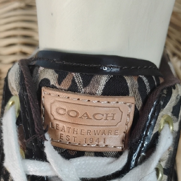 COACH Barrett Low Top Leopard Print Women's Lace Up Sneakers Size 8B Casual - Picture 2 of 12